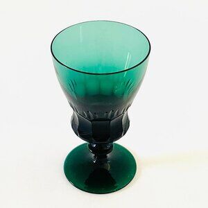 Antique Emerald Green Hand Cut Cordial Glass